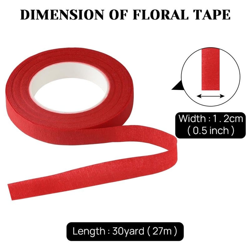 KAKULO Floral Tape 1/2inch Flower Tape for Wreath Floral Arranging Stem Wrap Wedding Bouquet Craft (Red) - Image 2